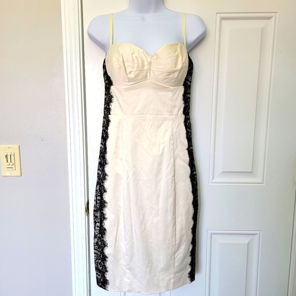 Guess Sleeveless Bra Top Ivory Black Lace Mesh Back Cocktail Special Occasion 7 - Picture 1 of 15